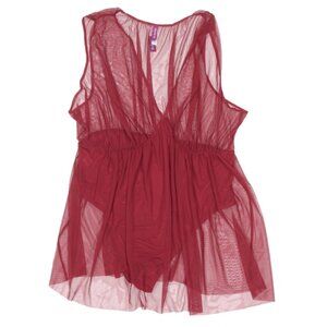 ADORE ME Cranberry Red Mesh Babydoll Tunic Tank Top plus size 3X - NWT 607